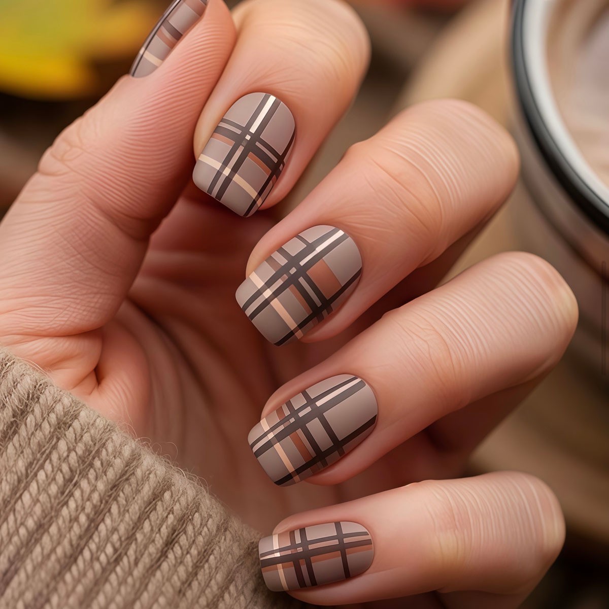 Press On Nails Cool Tie Dye Glitter Plaid Color Block Short Square