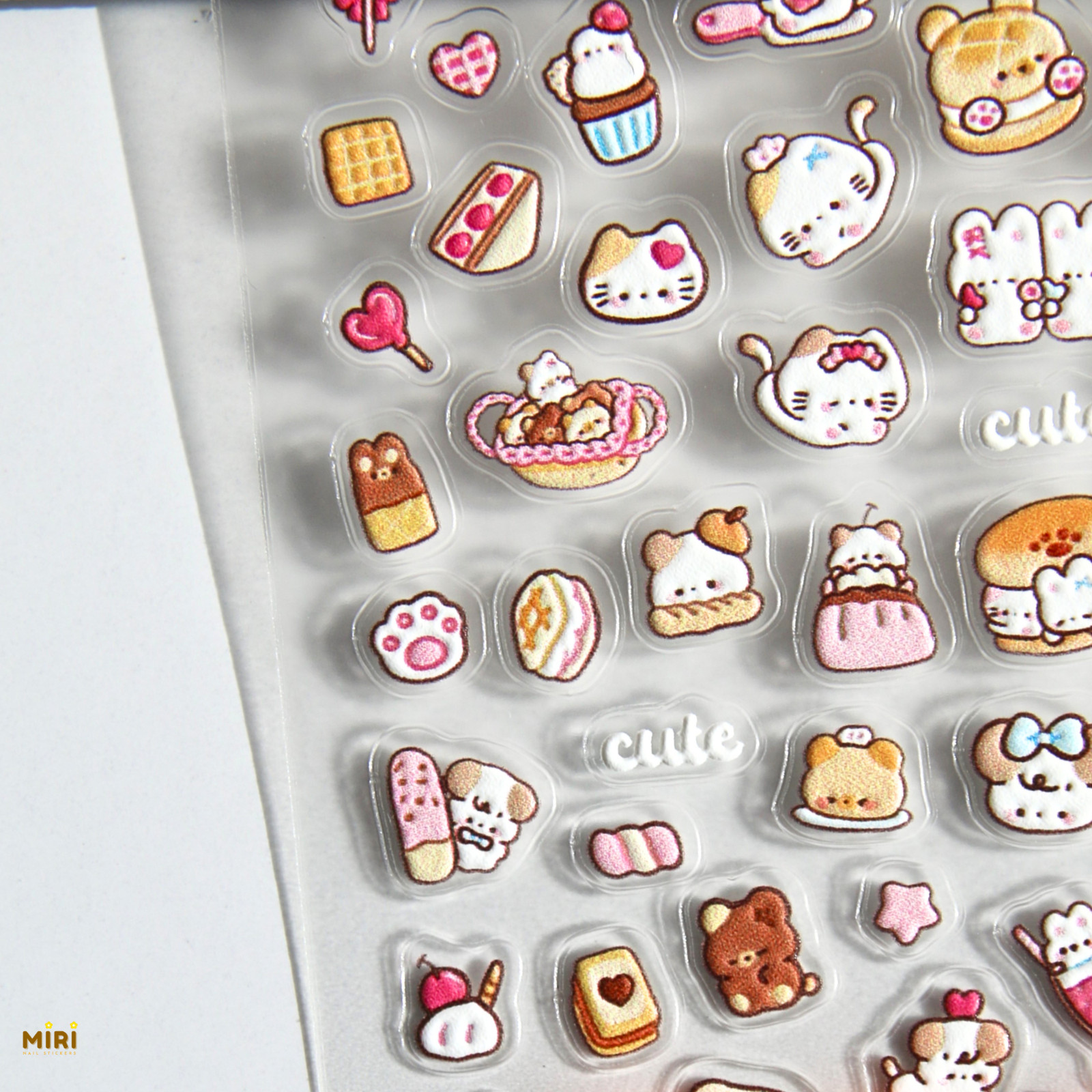 3D Cute Cat Decals Nail Stickers Self-Adhesive Kid Fun Nail Decals Small Sticker