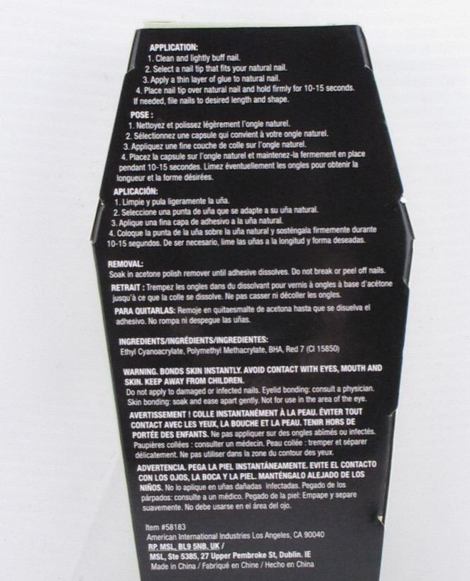 China Glaze Nail Tips SCAREDY CAT Green & black, Glue-On Nails w/Glue 28ct, 2 PK