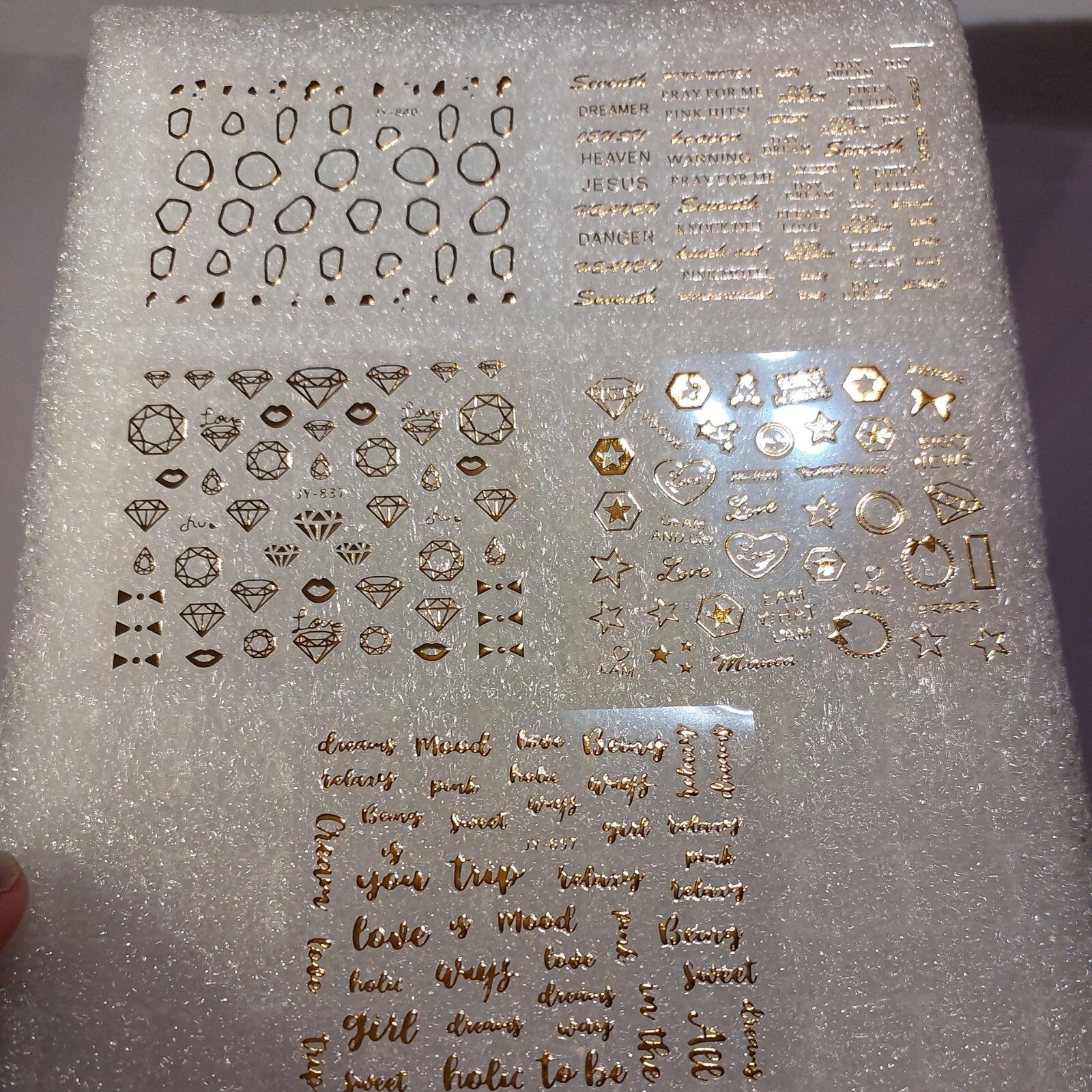 5 X Small Sheets Of Gold Nail Art Stickers (Dn253) New