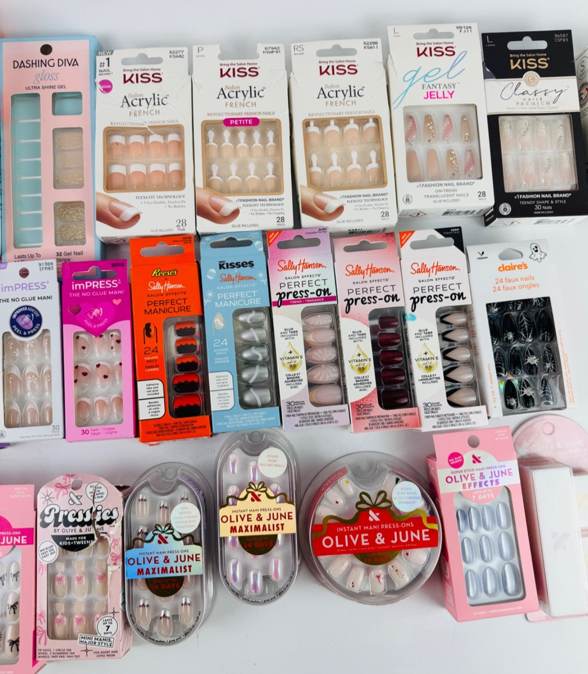 KISS, IMPRESS, SALLY HANSEN, OLIVE & JUNE, OPI, PRESS ON, DASHING DIVA GEL 31 PC
