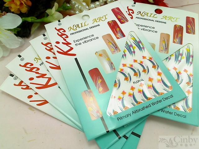 Lot of 10 Sheets Kiss Air Brush Water Decals Nail Art Designs – Floral