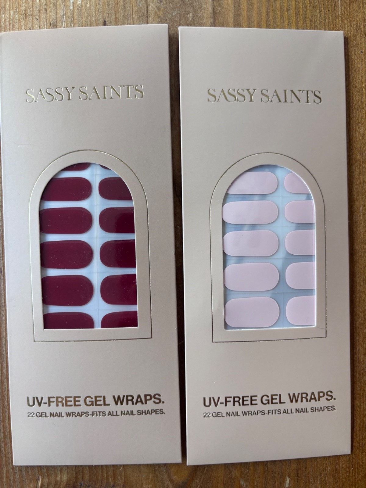 Sassy Saints UV Free Gel Nail Wraps – NEW Set of 2 Marshmallow Drip & Rouge Luxe