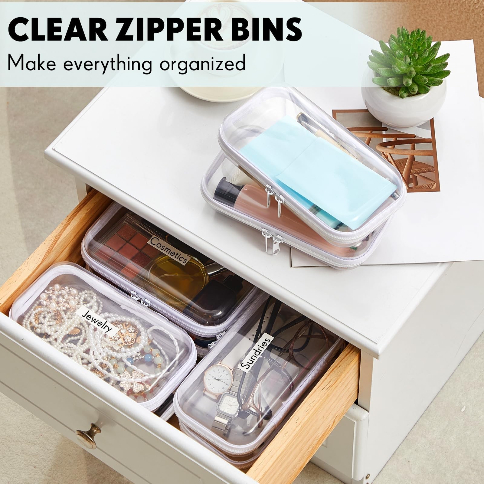 Sanwuta 10 Pcs Hard Zipper Case Clear Hard Pouches Plastic Zipper Pencil Box …
