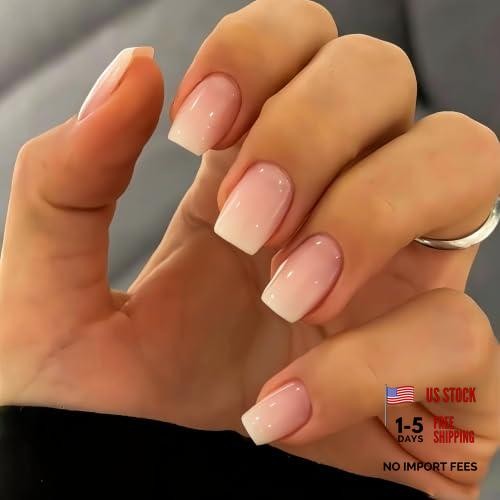 Ombre Pink Gel Nails Short Square – UV – UV – UV – Ombre Pink
