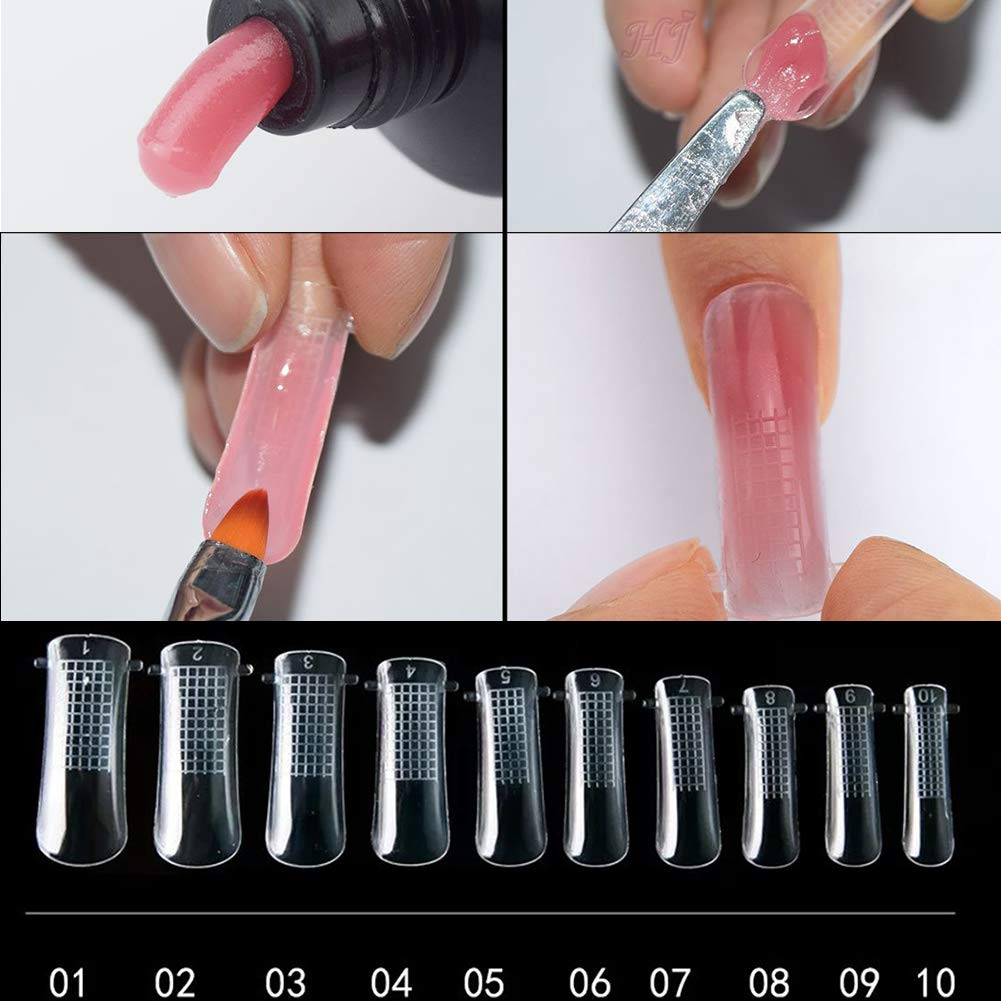 Nail Extension Form Tips Clear 100Pcs Poly Gel Acrylic Nails Mold Artificial Dua