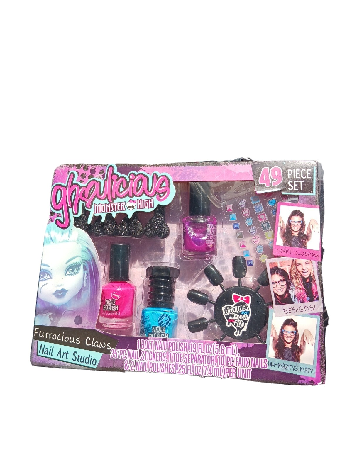 Ghoulicious Monster High Nail Art Studio Kids Set 49 Pcs Nail Polish 2015 Mattel