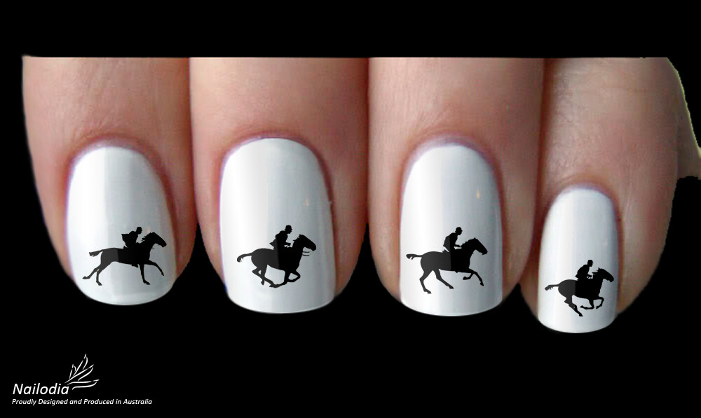 Horse Racing & Jockey Nail Art Decal Sticker Water Transfer – Melbourne Cup