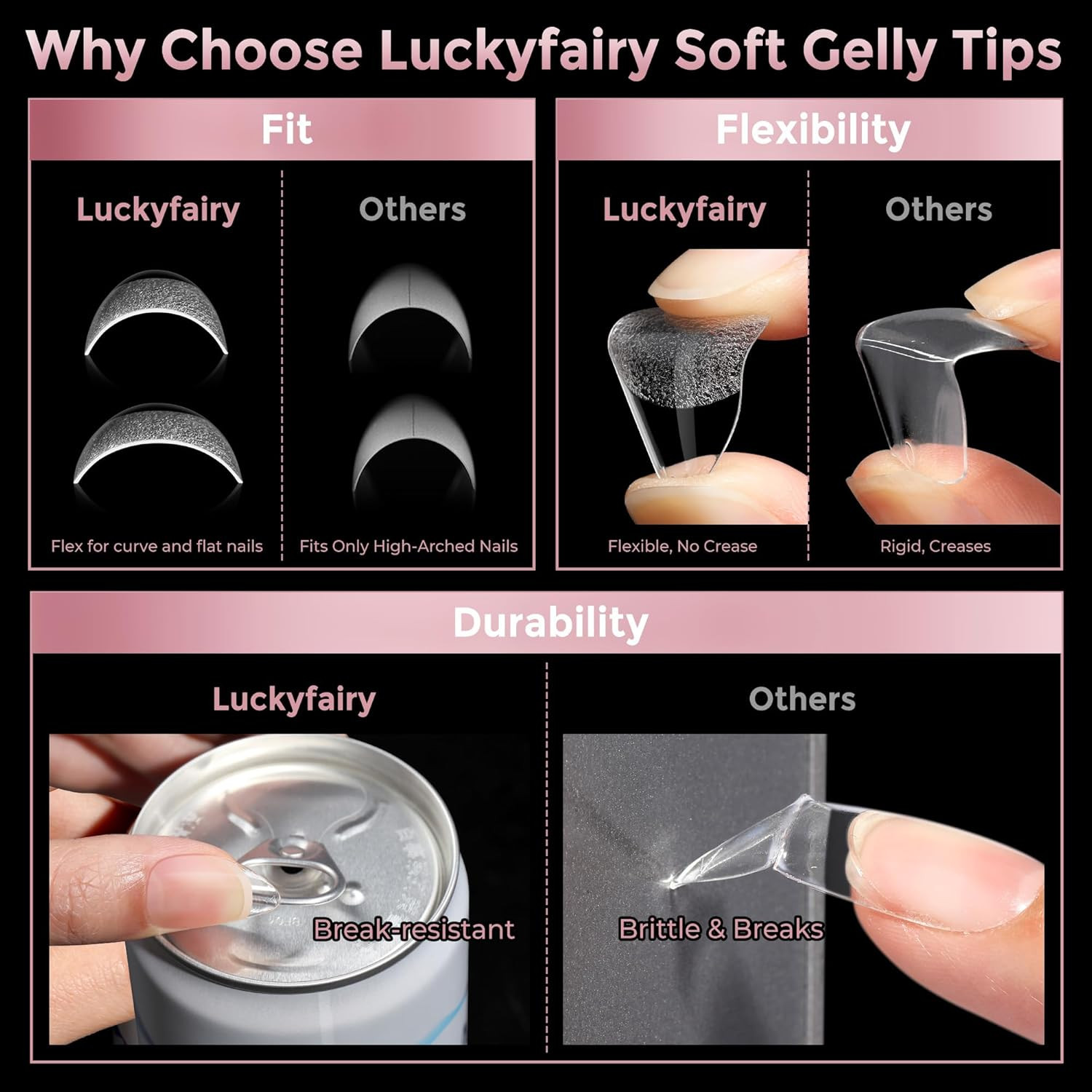 Short Almond Nail Tips, 240Pcs Soft Nail Gel Tips Pre-Shaped Acrylic Fake Nails,
