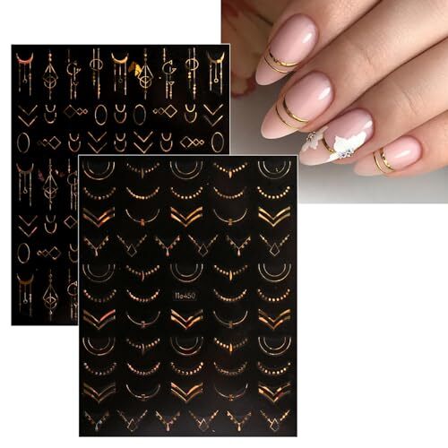 12 Sheets Spring Flower Nail Art Stickers Decals Self-Adhesive Pegatinas Gold