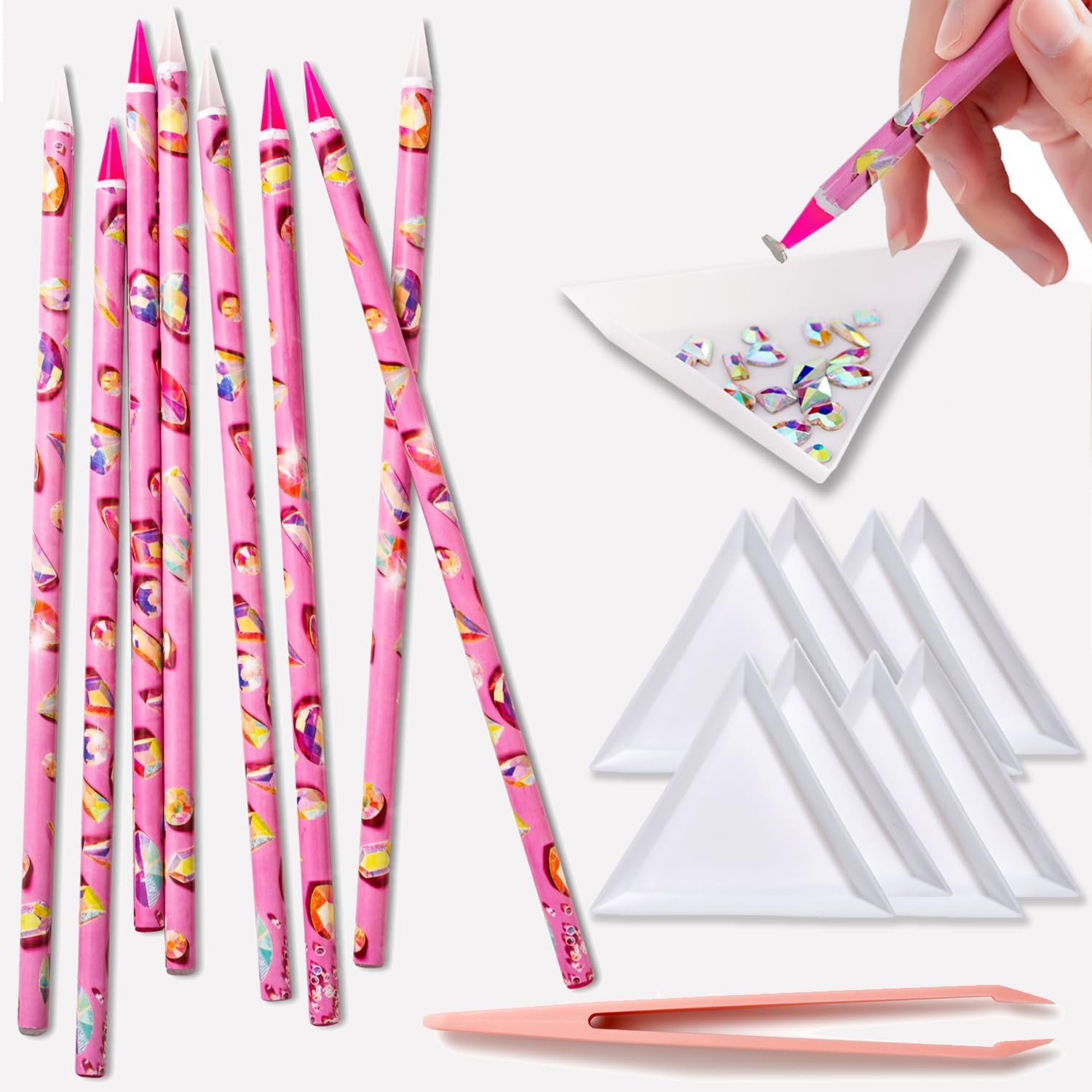 17Pcs Rhinestone Picker Tool Kit, Self-Adhesive Wax Pencil for Rhinestones an…