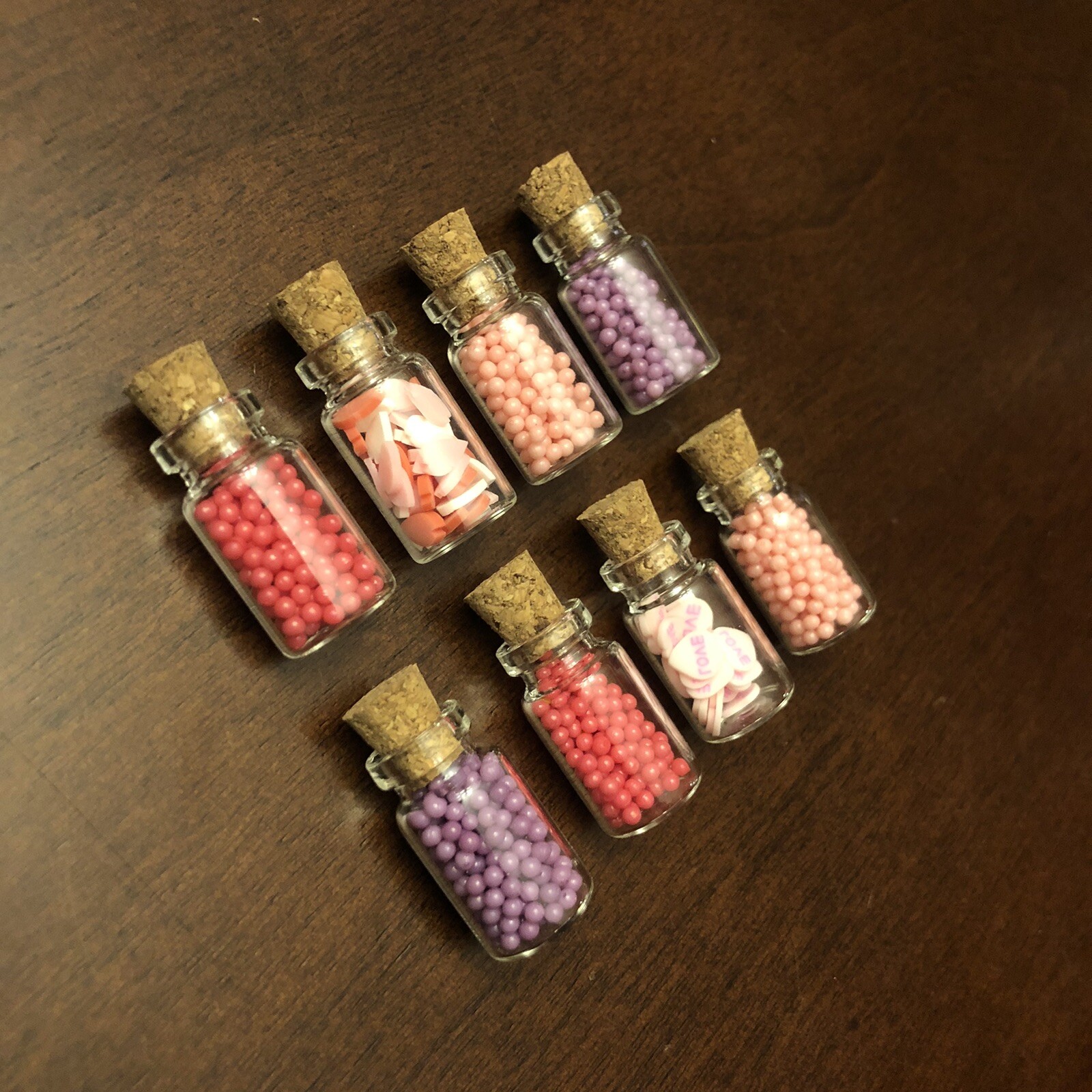 NAIL ART MINIATURES Dollhouse Valentines Pink Purple Red Love Hearts Candy Jars