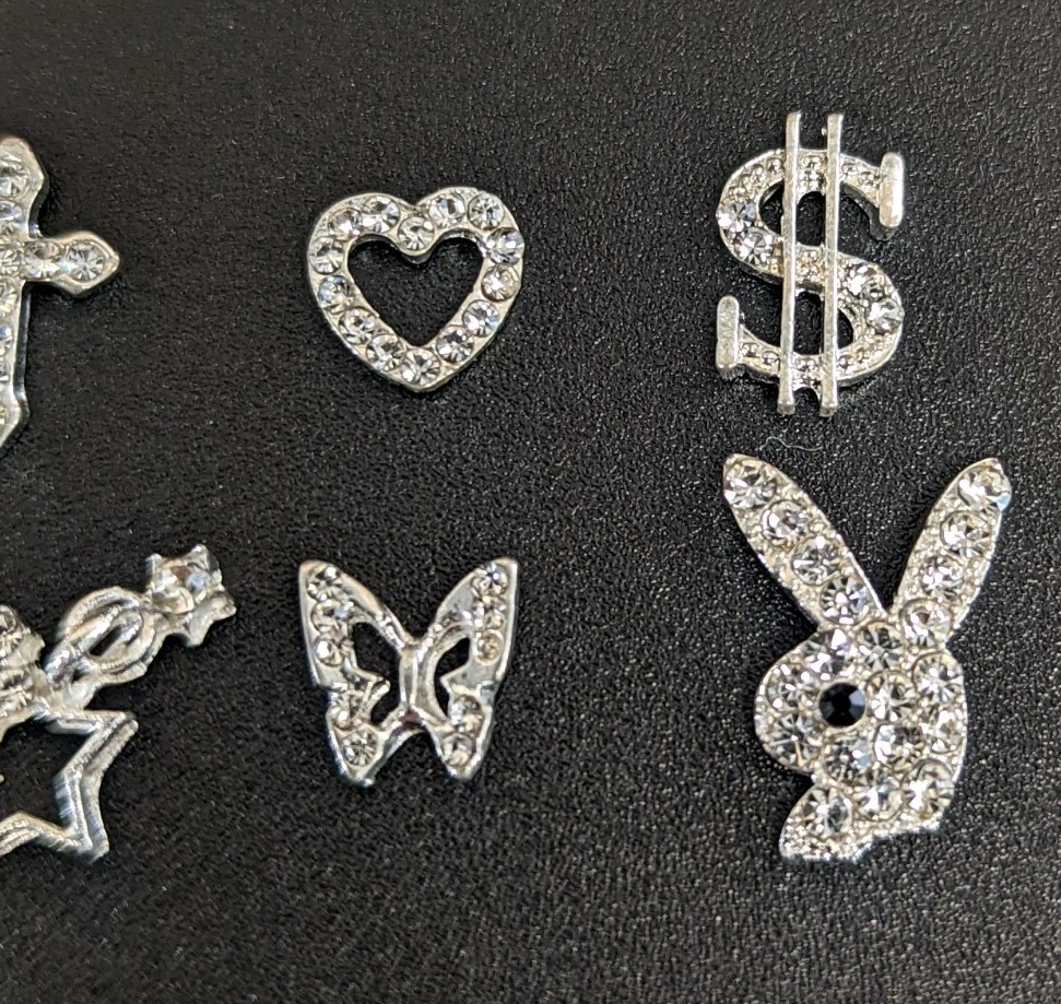 40 PCS 3D Silver Star Heart Nail Gems Charms Nail Charms, Butterfly, Kitty