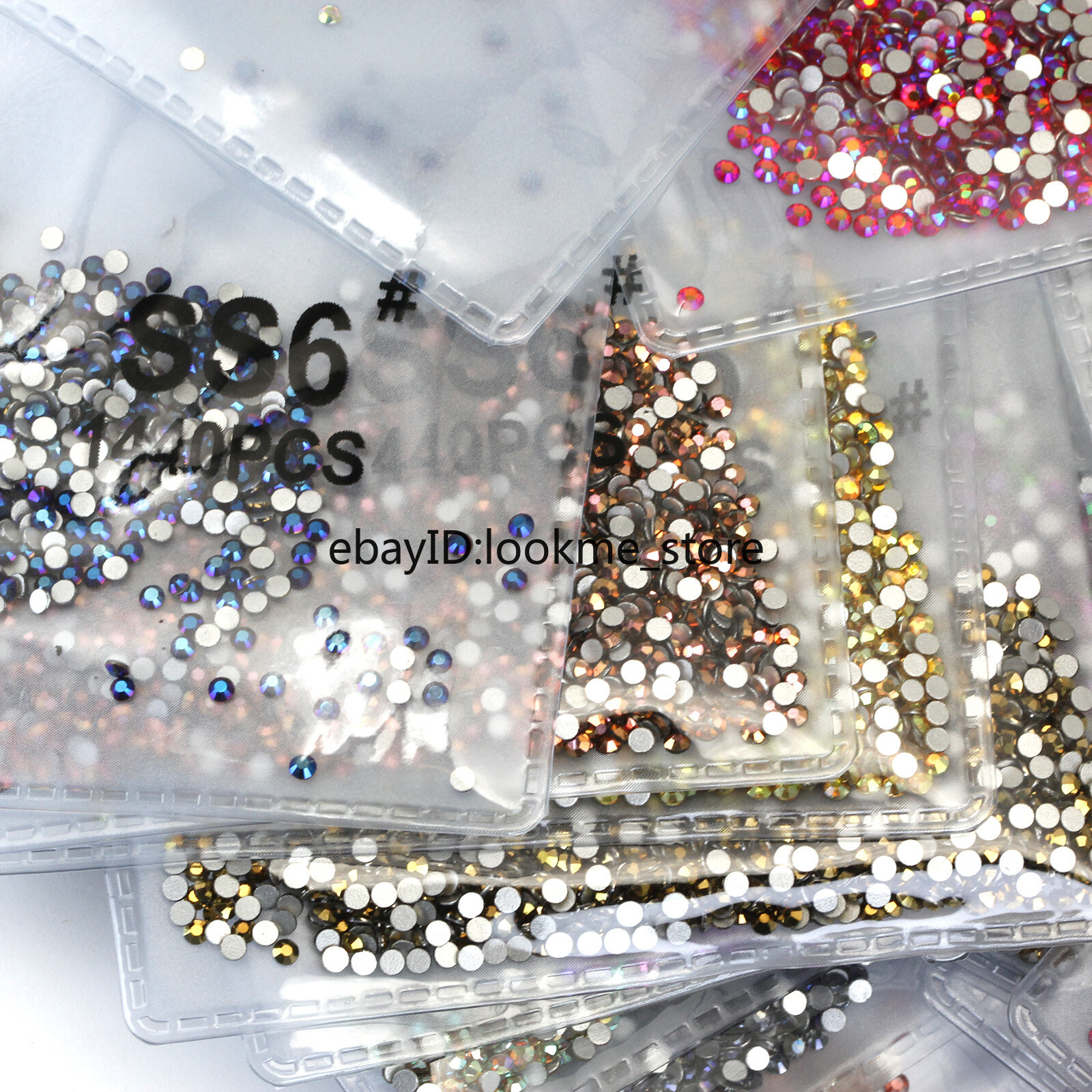 1440pcs 2 mm (ss6) Crystal Glass Rhinestones Flatback Gems Nail Art Crafts Decor