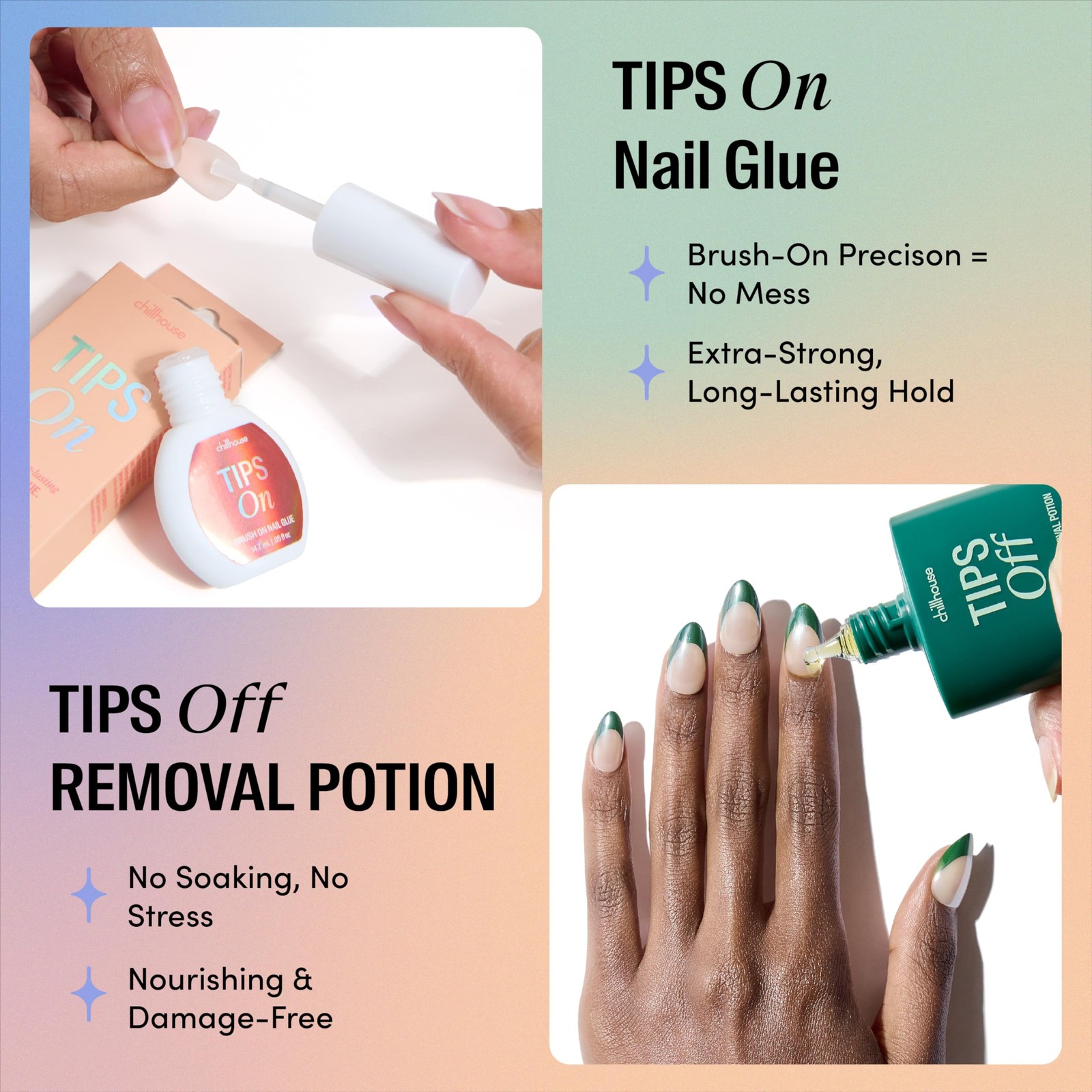 – Chill Tips, French Tip Press On Nails Kit – Bougie Vino (Almond) – 30 Nail …