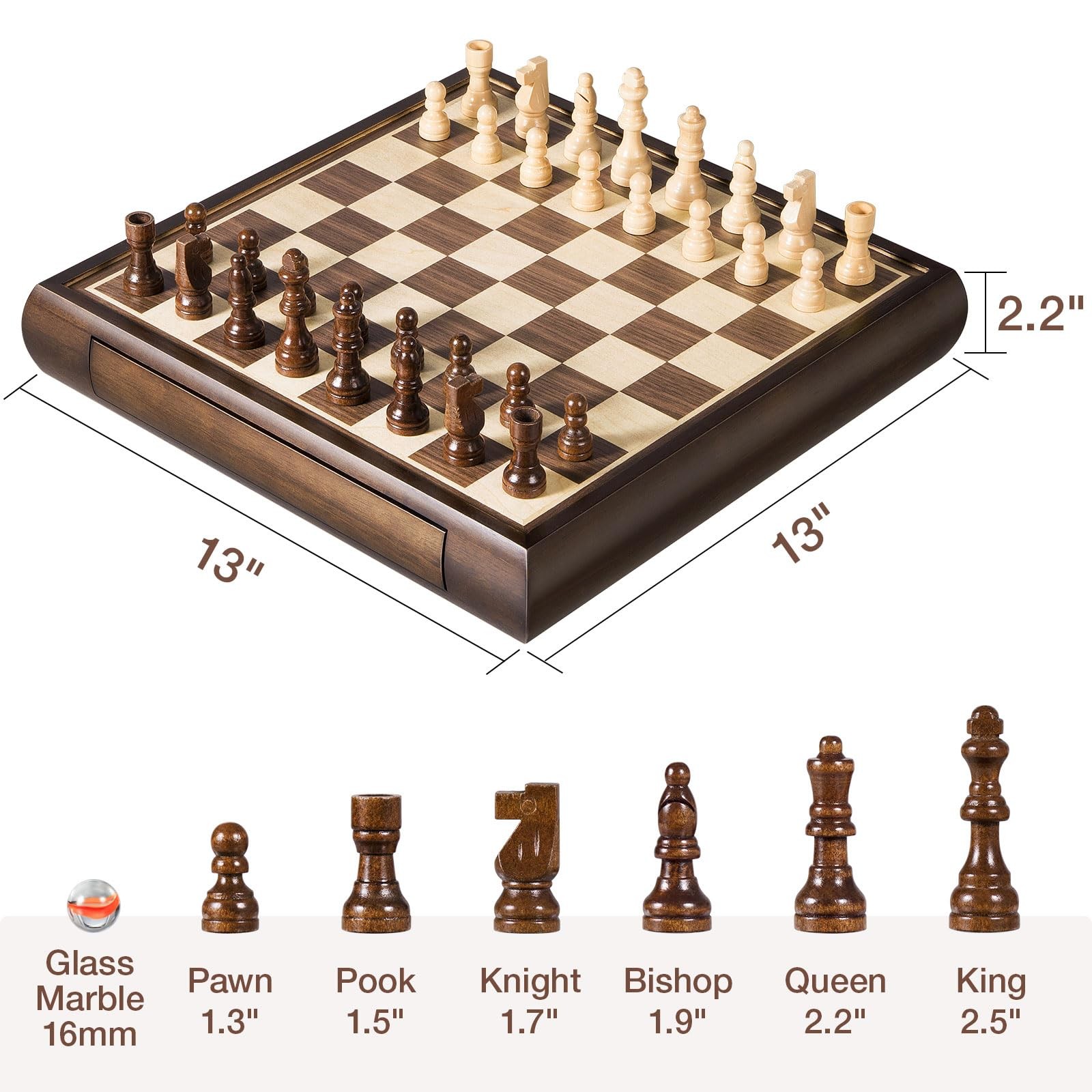 ELONGDI 2 in 1 Magnetic Chess Set & Chinese Checkers 13″ 13 X 13 X 2.2 inches