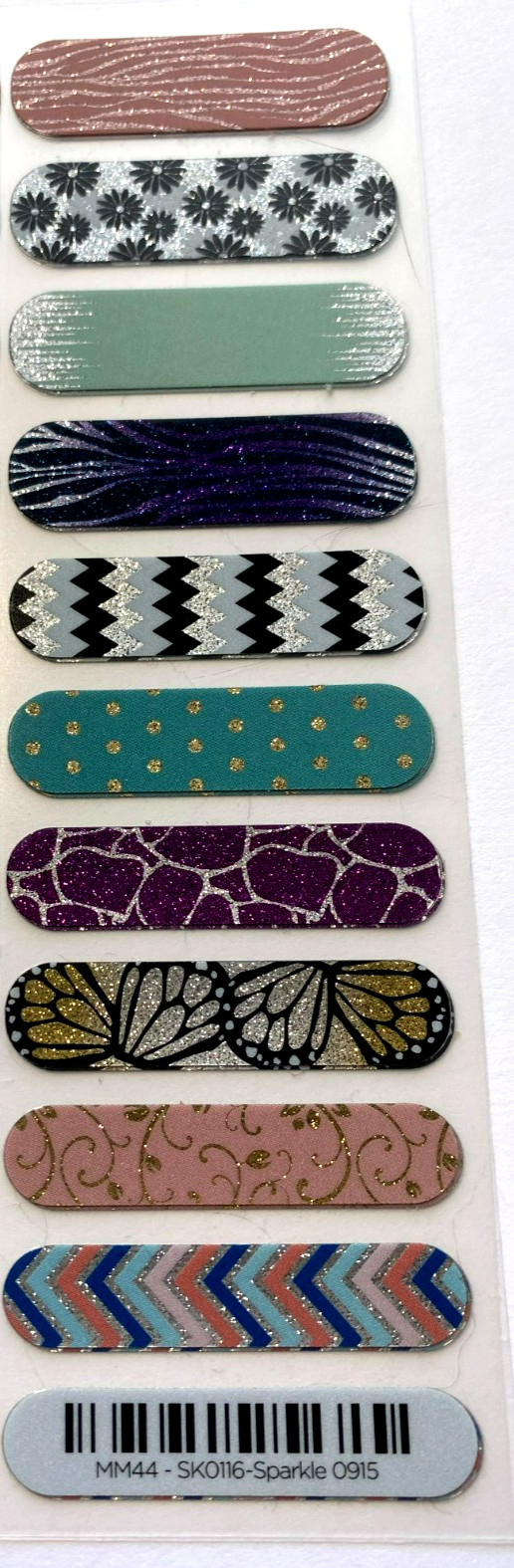 Jamberry Nail Wraps Retired Choice Half Sheet 1/2 Sparkle Glitter Floral Stars