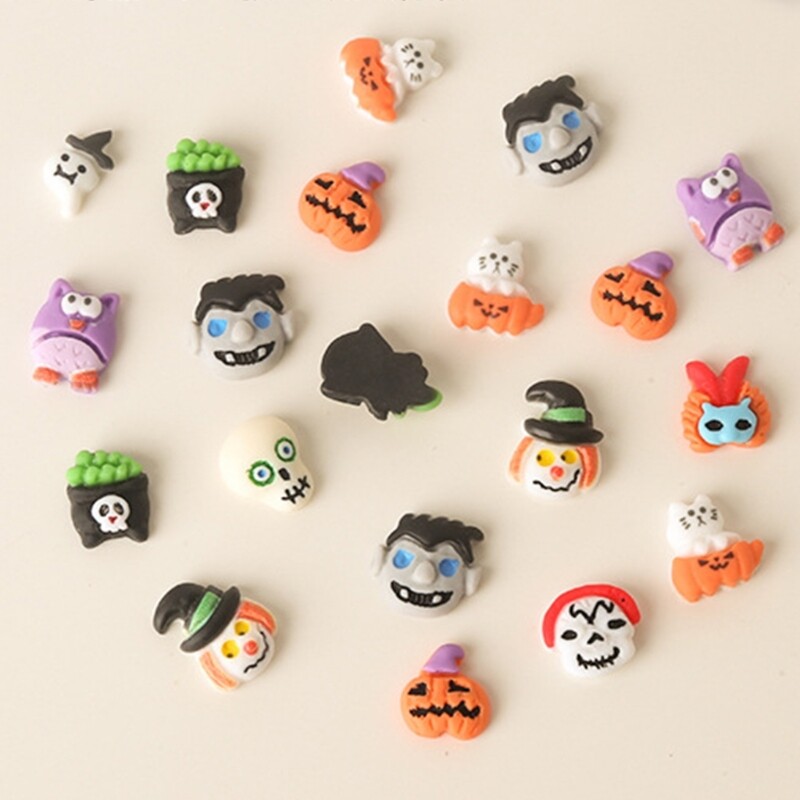 3D Halloween Nail Art Decorations 3D Witch Skull Nail Charms Nail Accessories