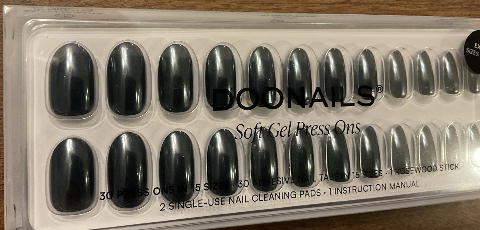 Doonails Soft Gel 30 Press-On Nails Medium Round Black Pearl NIP Sealed