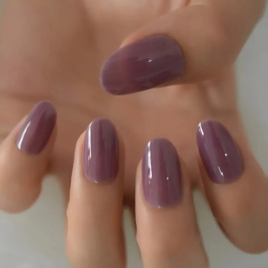 24 Jelly purple grape oval Press on nails set glue almond Short glossy medium