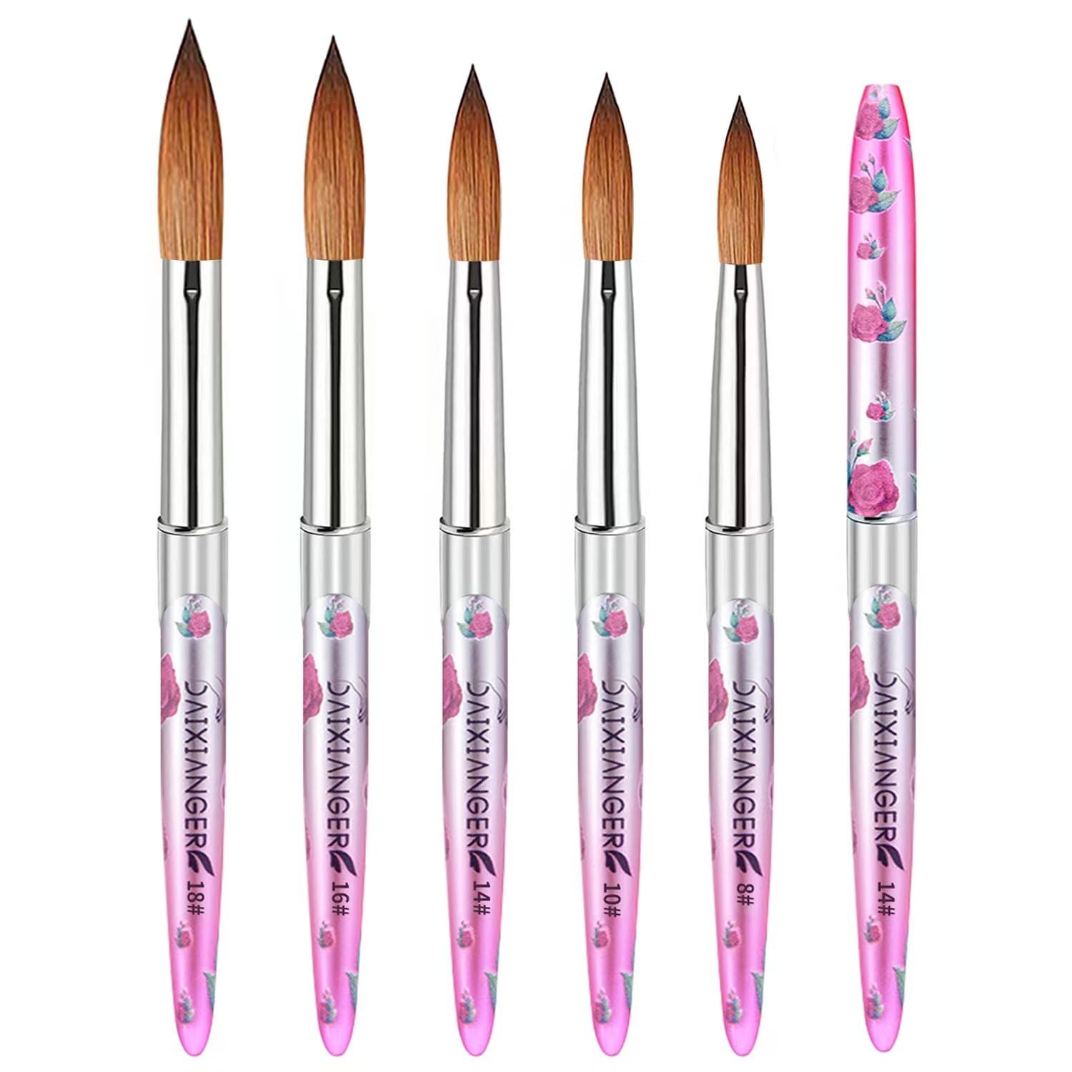 5PCS Acrylic Nail Brush Set – Size 8/10/14/16/18 Brushes for Acrylic Applicat…