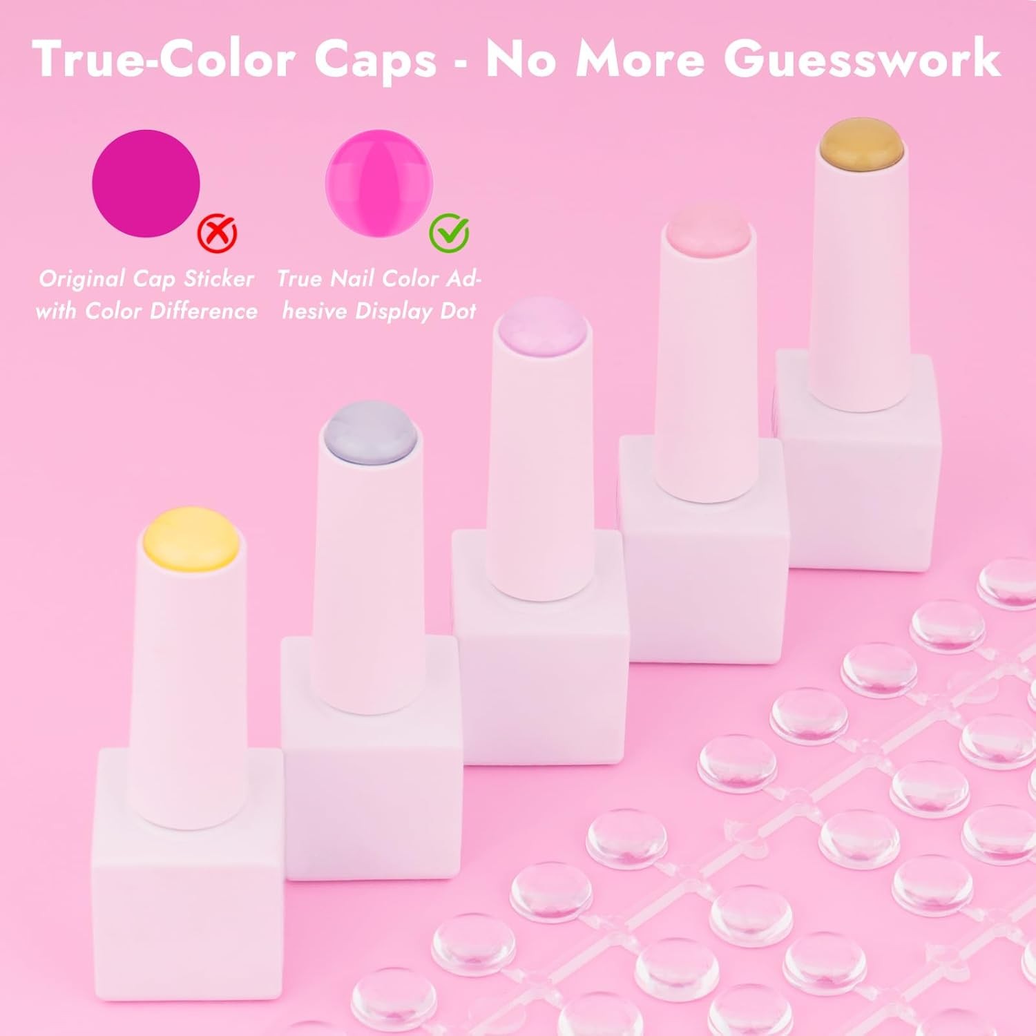 Transparent Acrylic Nail Polish Color Swatch Display Dots with Stickers Clear