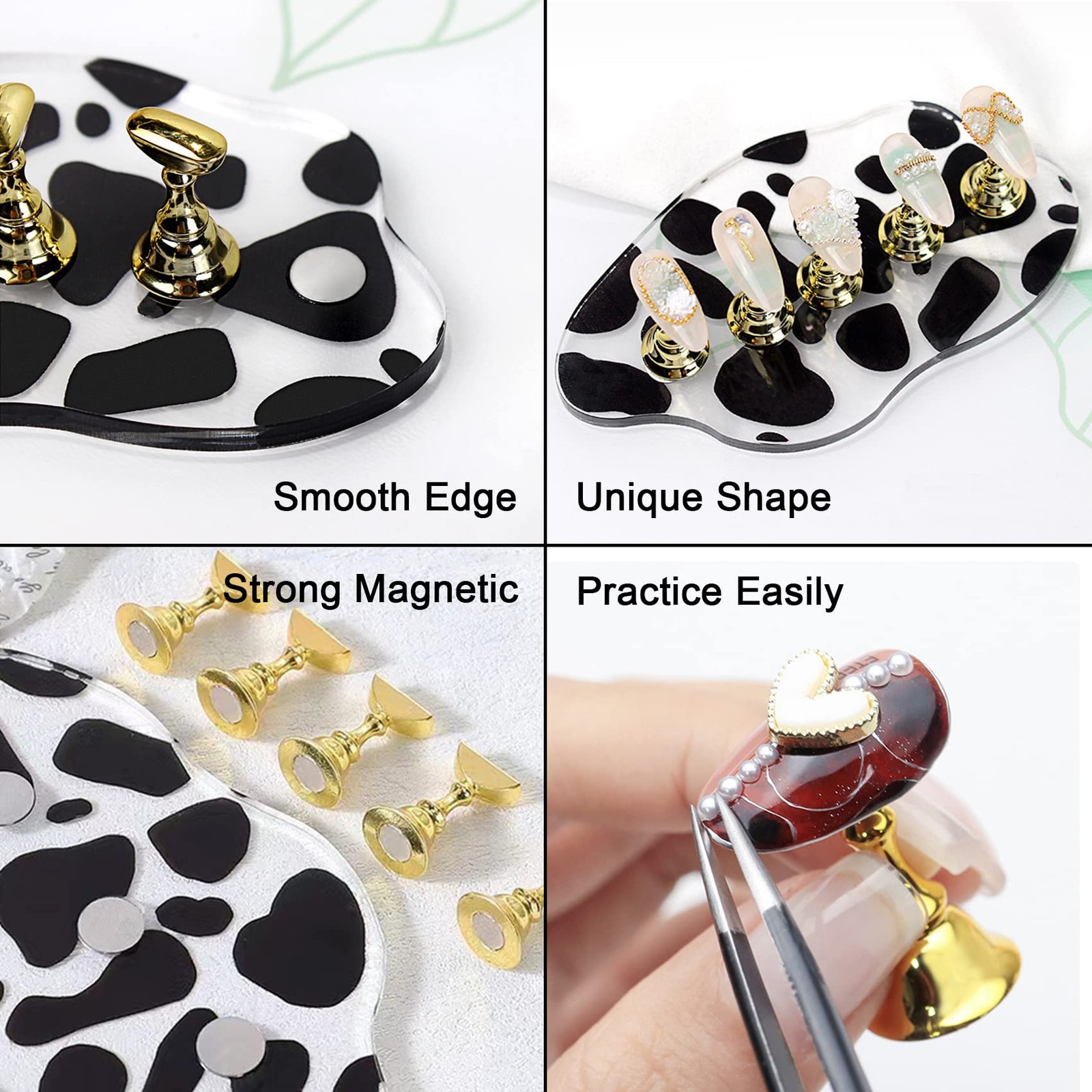 1Set Acrylic Nail Stand with 42pcs Reusable Putty Unique Shape Press on Nail …