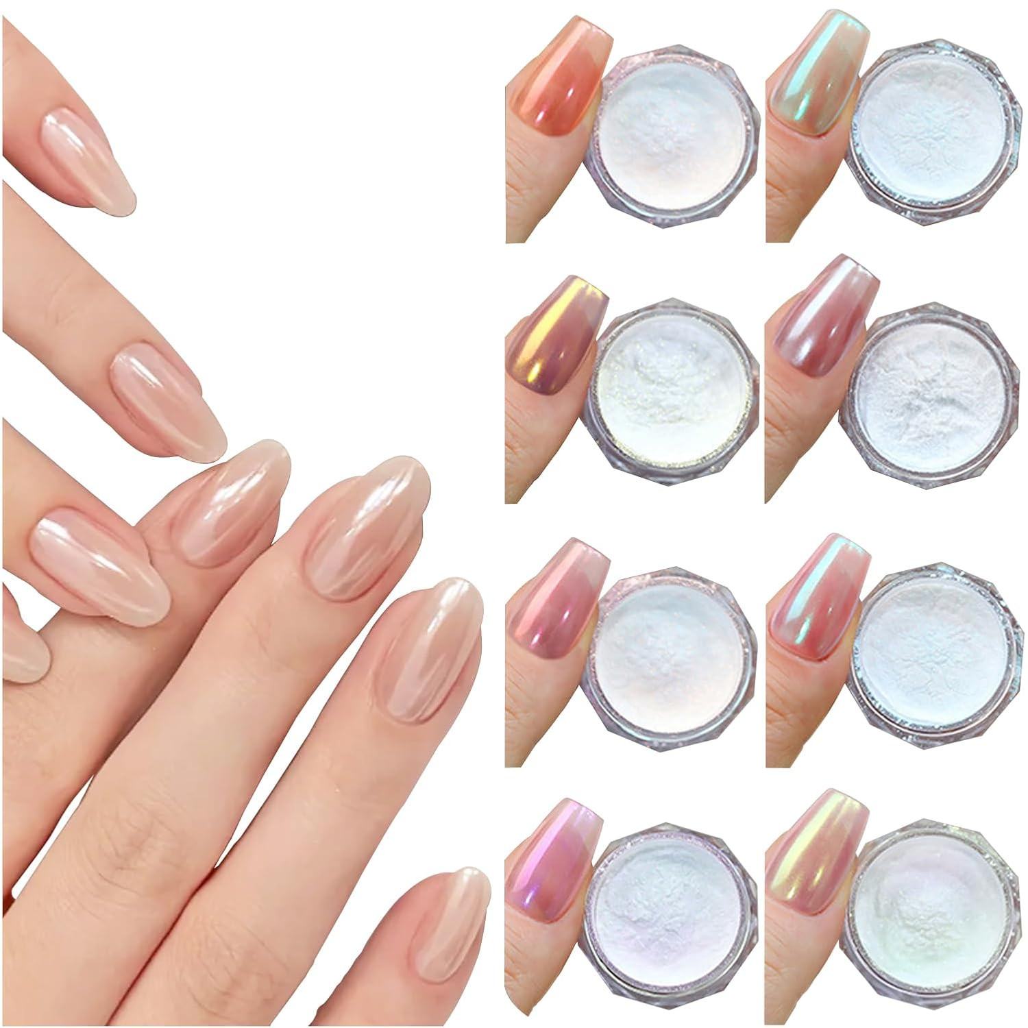 Holographic Mirror Nail Powders Chrome Silver Effect Pure Metallic Dust Sequins