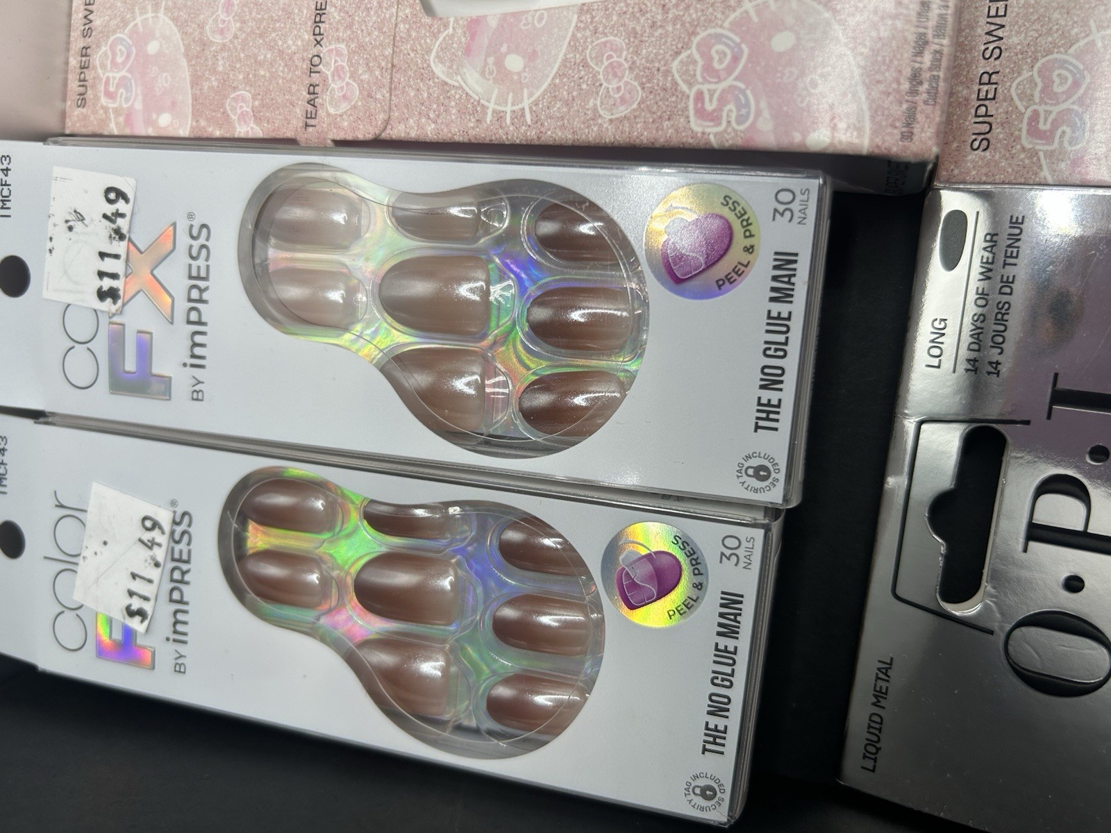 OPI Press-On Nails Hello Kitty Glitter Purple Long Oval Full Cover Pre-Designed