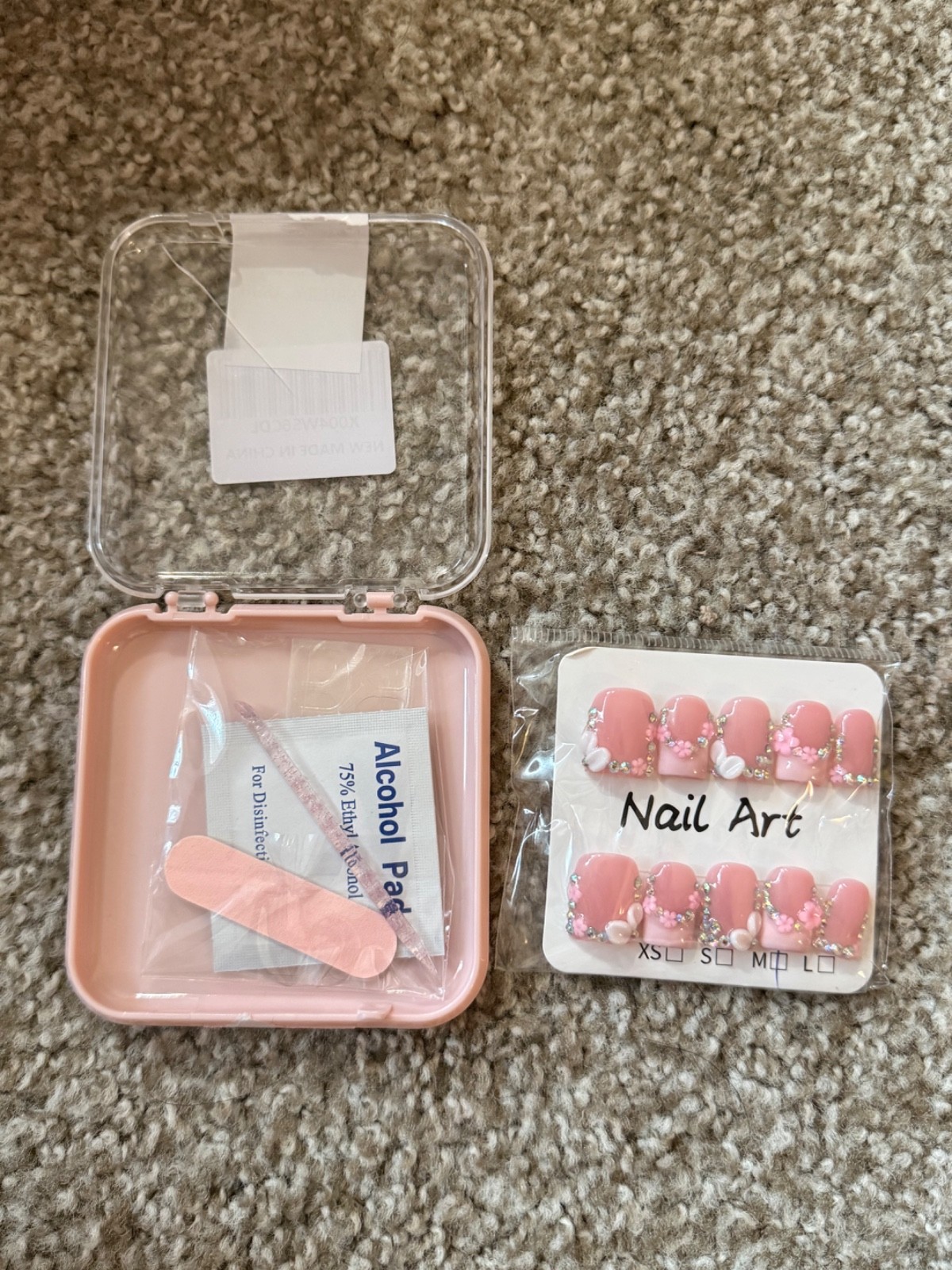 Handmade Press on Nails Square Short Fake Nails Pink French Tip (Size: Medium)
