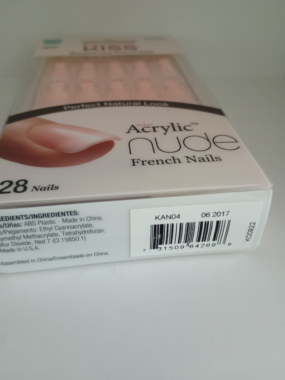 Kiss Salon Acrylic French Glue-on Real Short Nails #64269 KAN04 (Pack of 1)