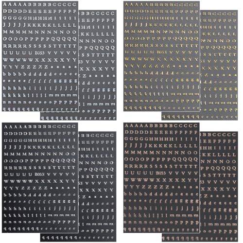 Letter Nail Stickers for Nail Art 3D Holographic Gold Silver Nail Decals Self
