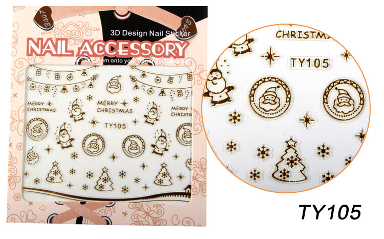 Nail Art Stickers Self-adhesive Gold Christmas Snowflake Santa Snowman Xmas