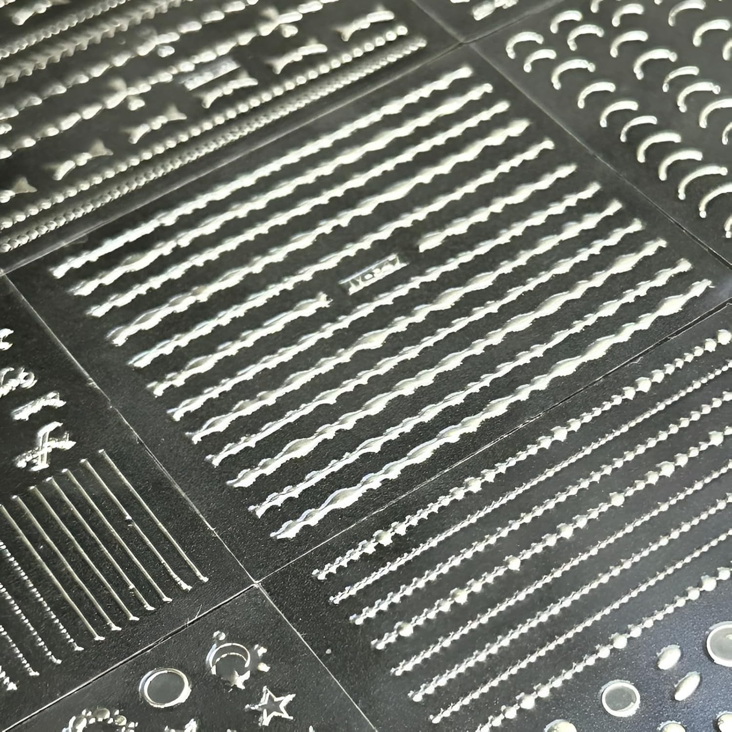 30 Sheets Silver 3D Nail Stickers, Star Moon Heart Decals