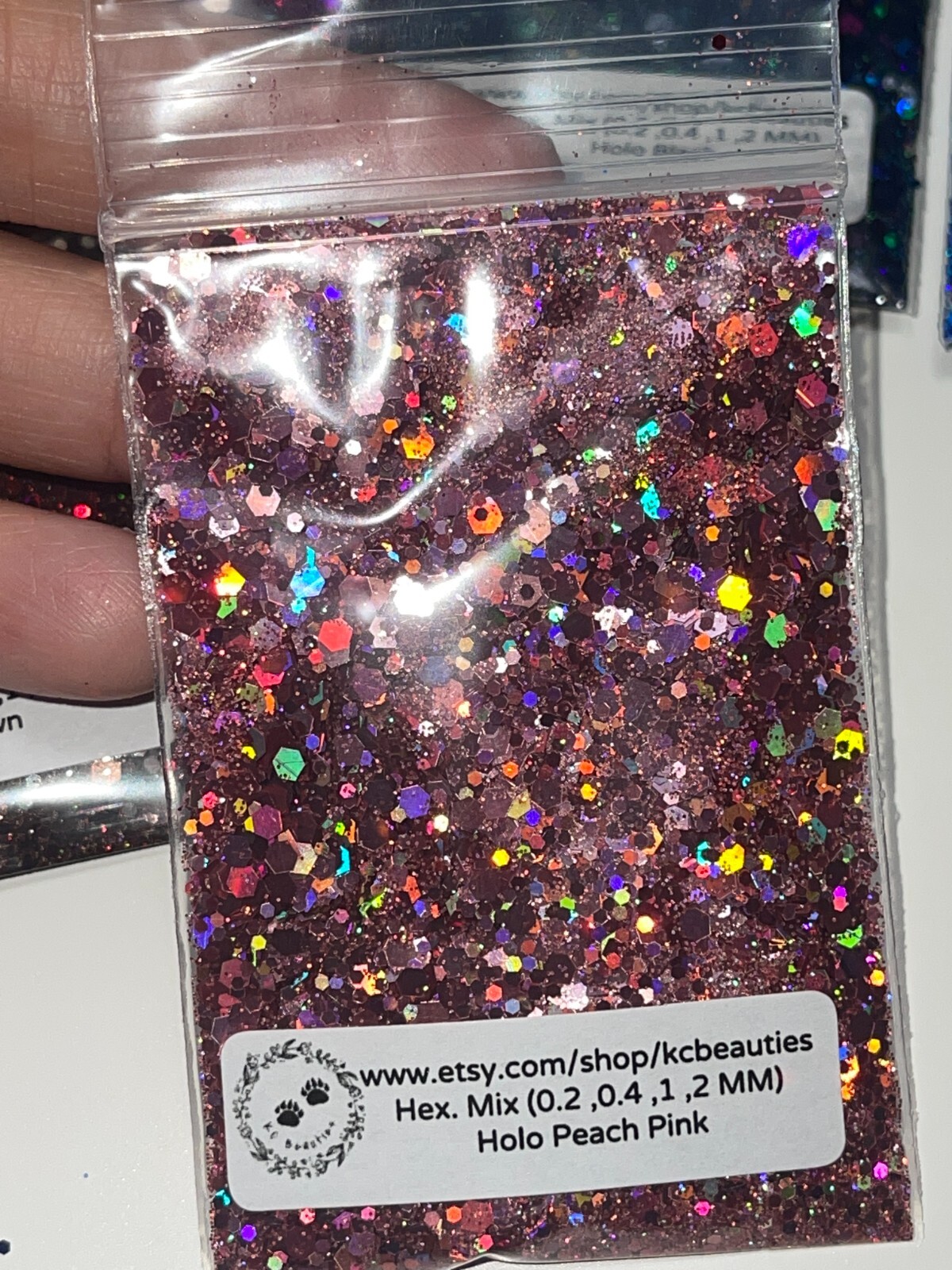 50g Solvent Resistant HEX MIX 0.2,0.4,1,2MM Glitter PEACH PINK ART Nail Craft