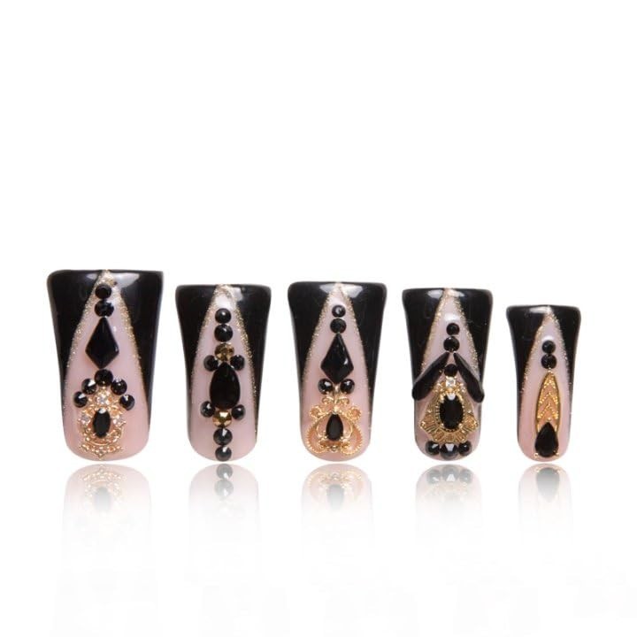 Obsidian Palace Black French Tip Handmade Press on Nails