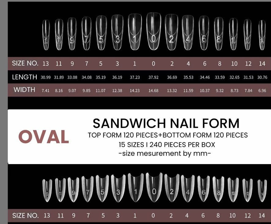 Sandwich nail form OVAL 120pc Ultimo
