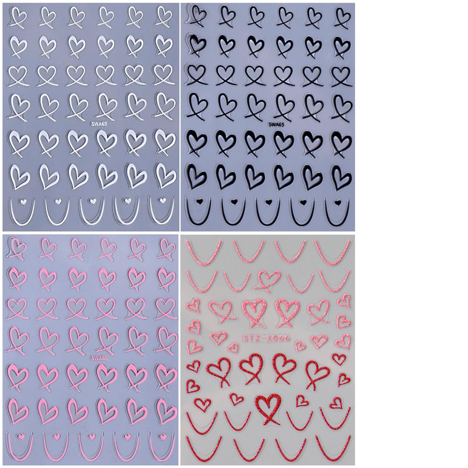 Heart Nail Stickers for Art Love Decals French Colorful