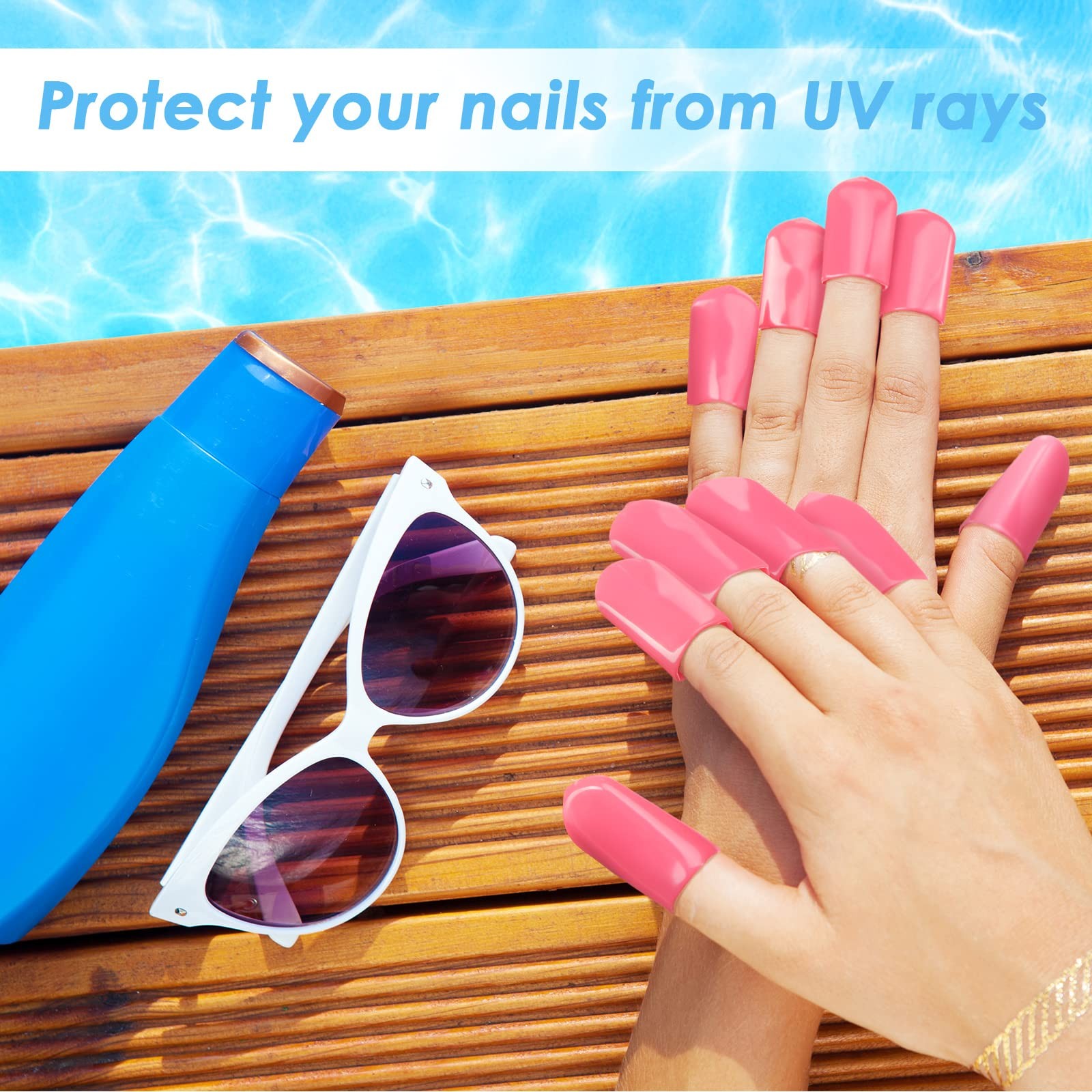 Loopeer 50 Pcs 0.94 x 1.57” Tanning Finger Tips UV Protection Nail Protector