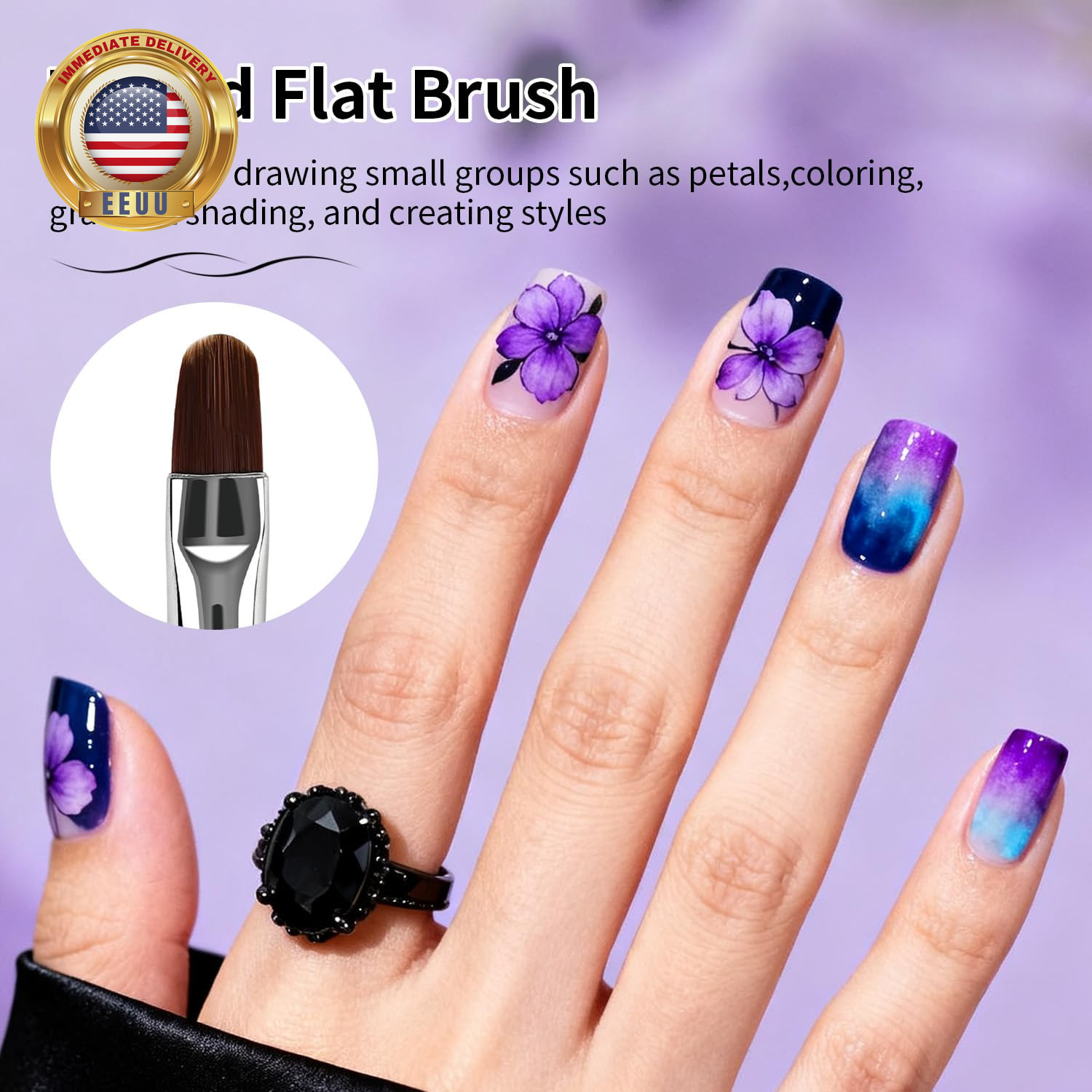 6Packs Nail Art Brushes,Nail Art Tool Set,Dotting Tools,Dust Brush,Striping Brus