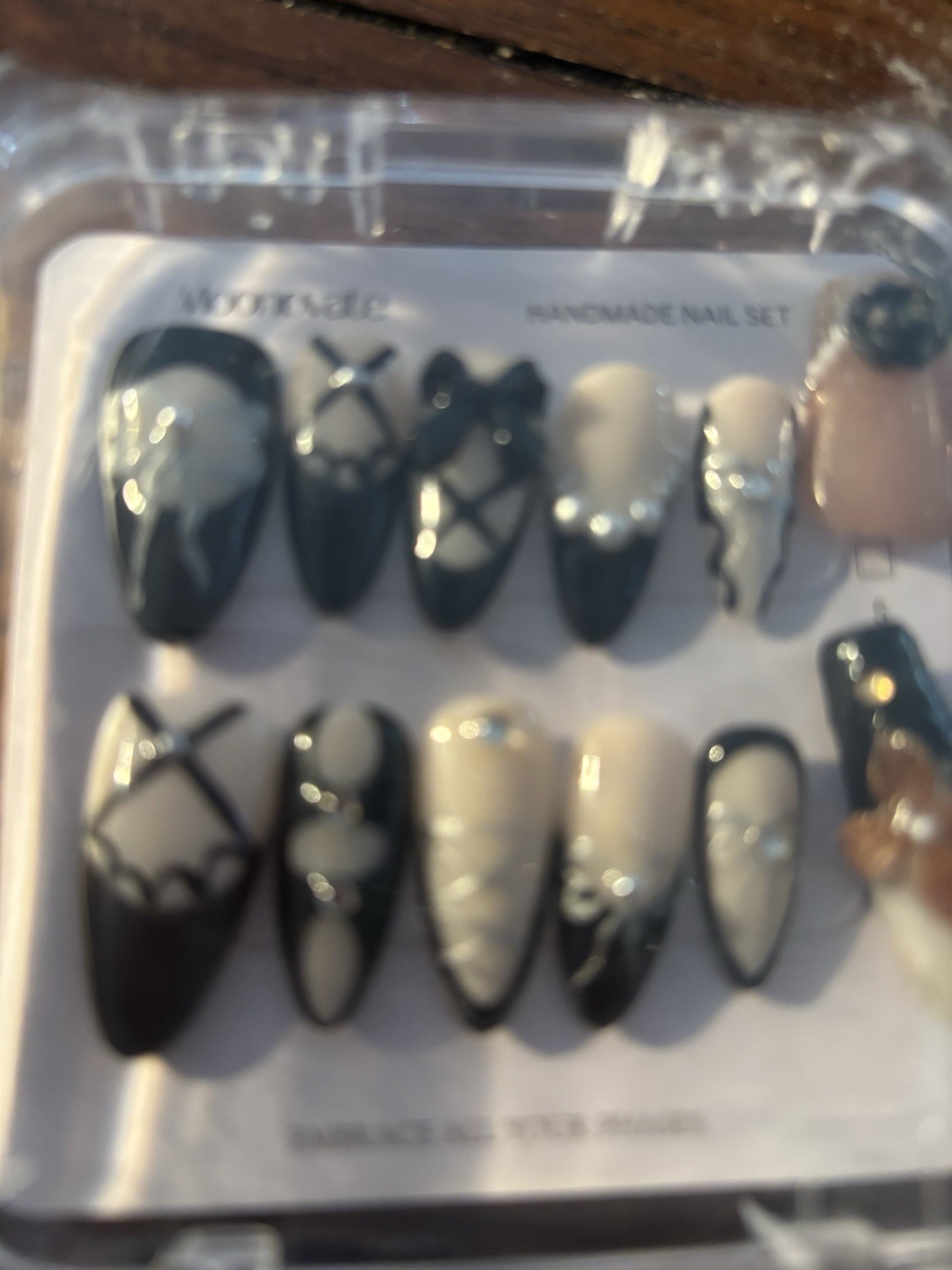 Black/White French Tip moonivate Press-On Nails Long Almond Gothic discontinued