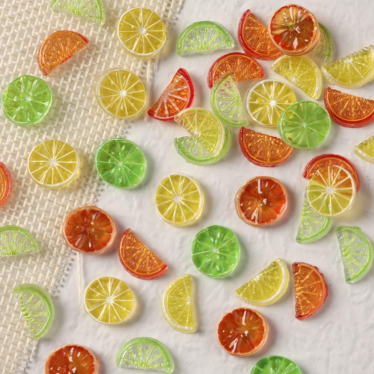 120Pcs Cute Fruit Nail Art Charms 3D Lemon Nail Rhinestones Colorful Lemon Nail