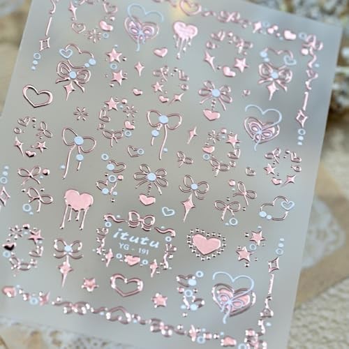 1 Sheet Hearts Nail Stickers 5D Embossed Valentine’s Day Nail Decals Style39