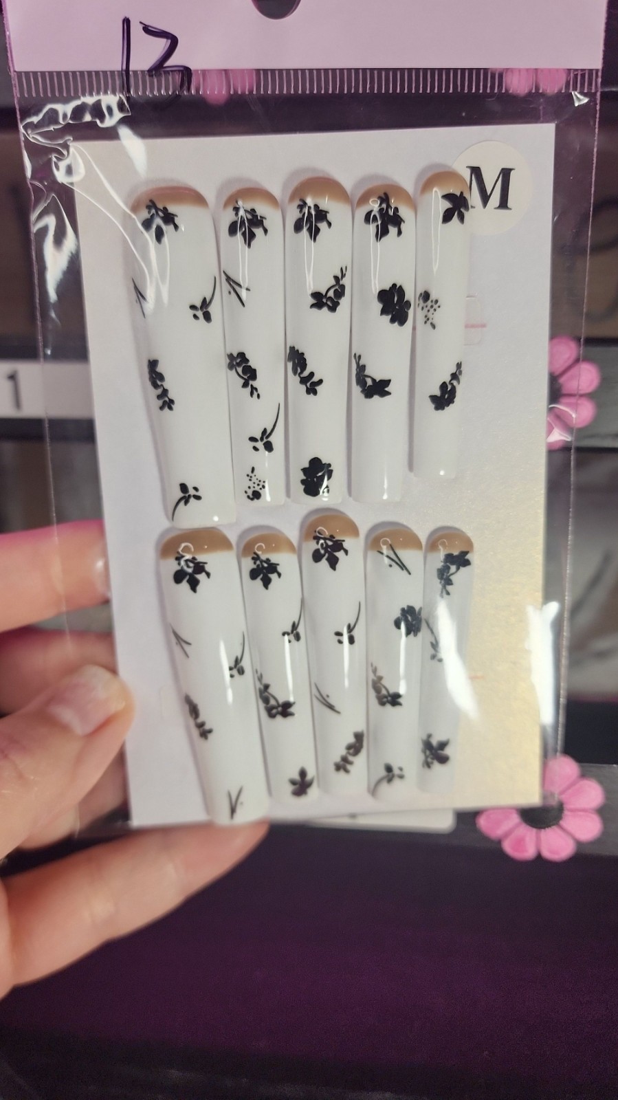 Medium Size Super Long White Square Handmade 10 Pc Press-on Nail Set