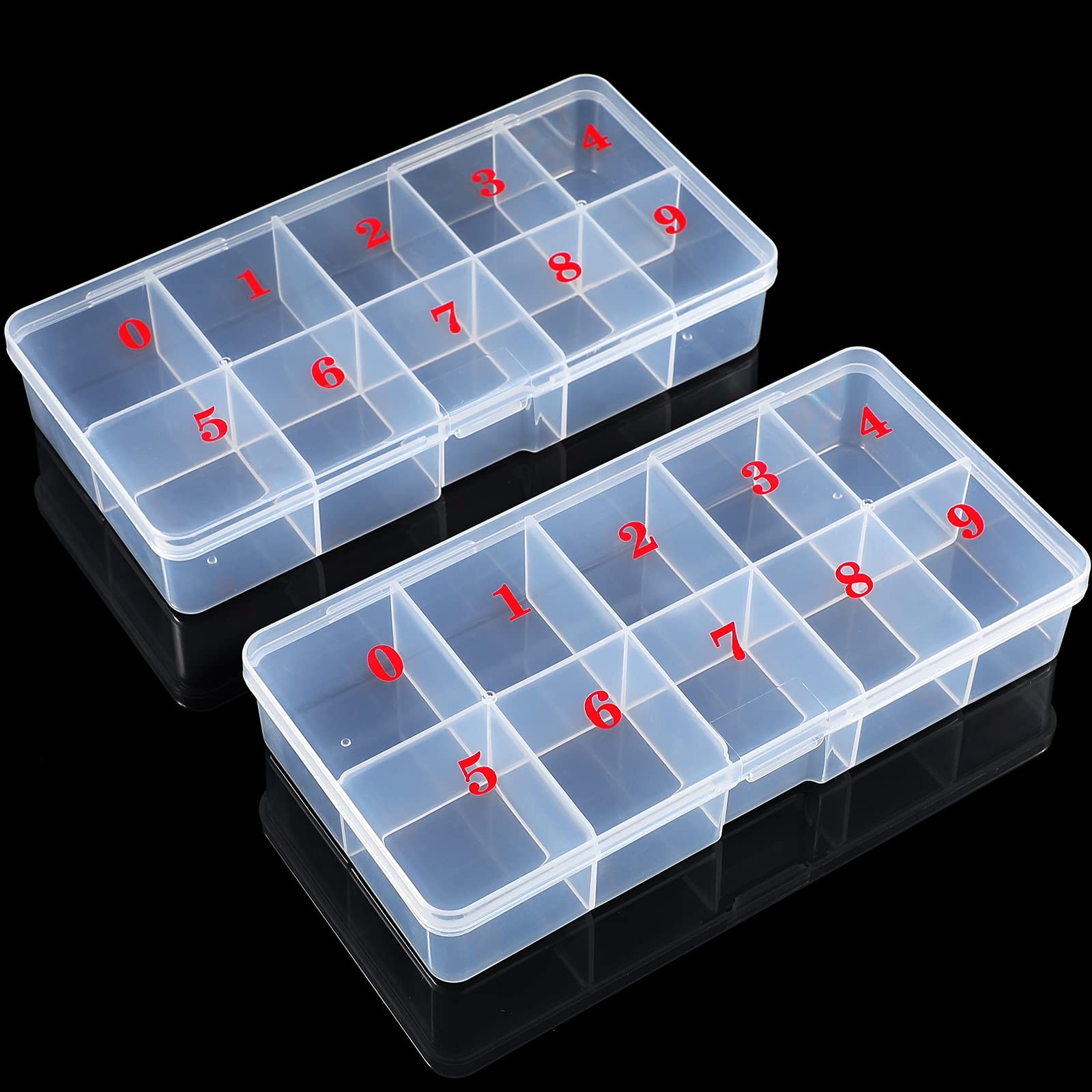 2 Pieces Nail Tip Box Empty False Tips 7 x 3.6 x 1.3 inches, White