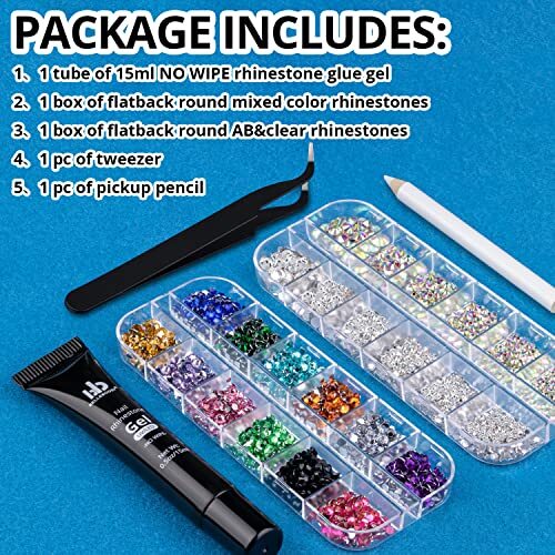 Nail Art Rhinestone Glue 15ml Rhinestone Glue + Mixed Color Crysta + AB&Clear