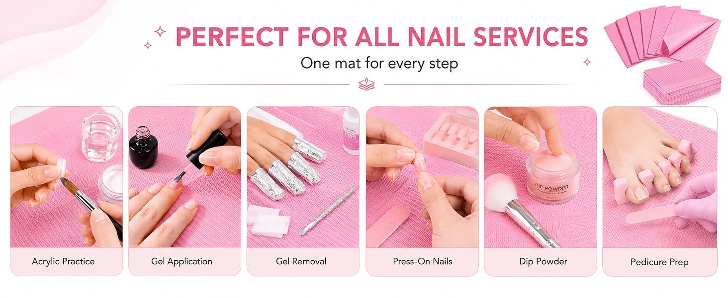Disposable Nail Mats: 20 Pcs Foldable Nail Paper Towels for Table Acrylic