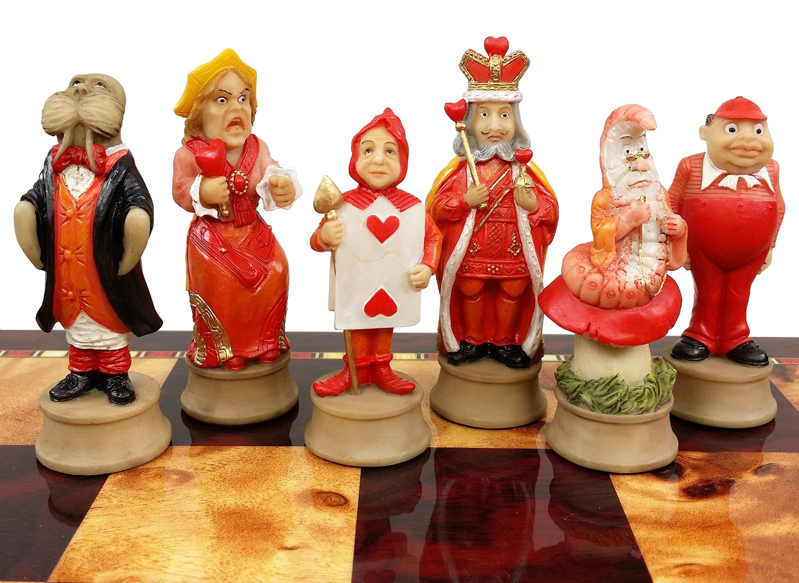 Alice in Wonderland Fantasy Chess Men Set 1 inch x 1 x 3.25 inches, Red