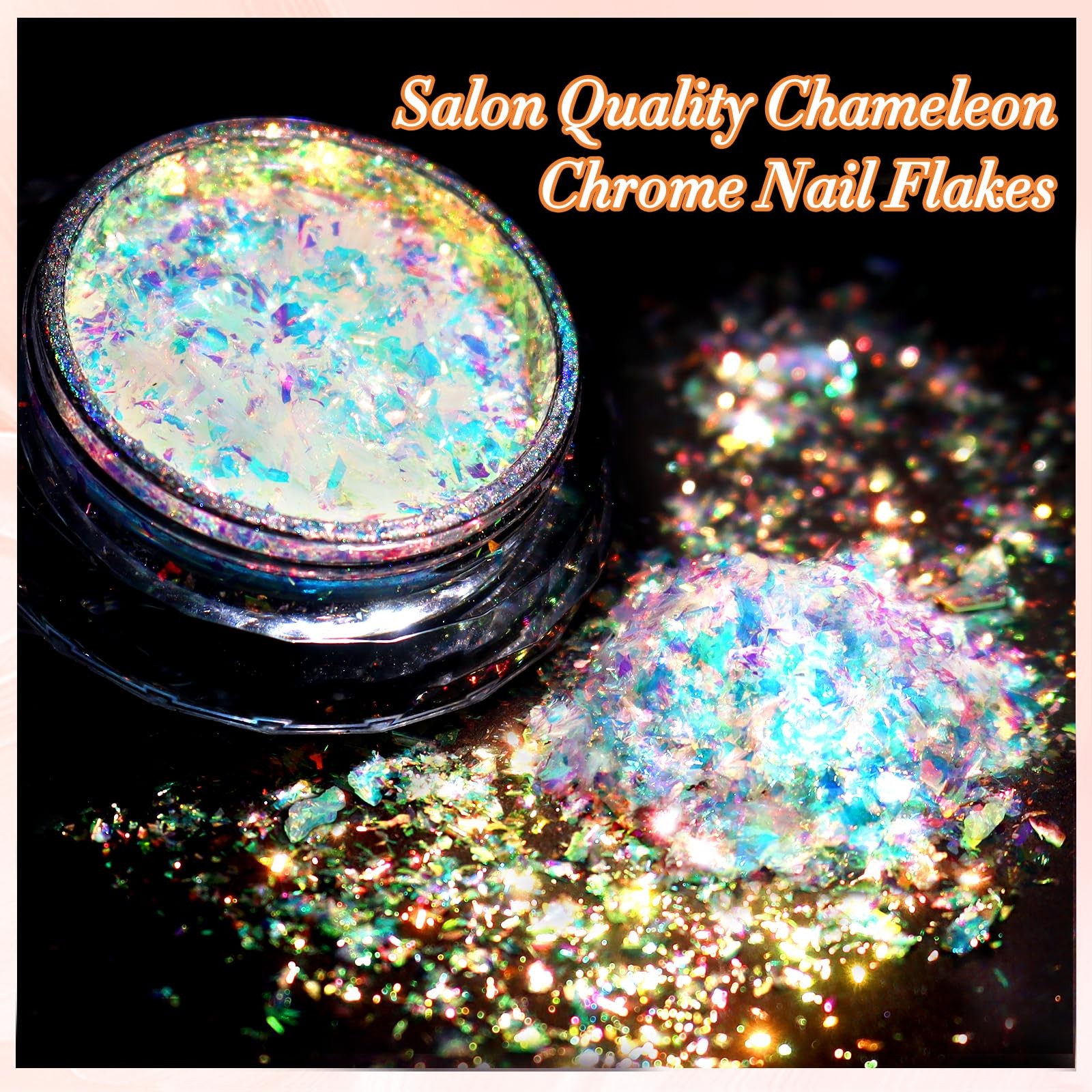 Unicorn Chameleon Flake, Aurora Unichrome Mermaid Iridescent Nail Foil Confet…