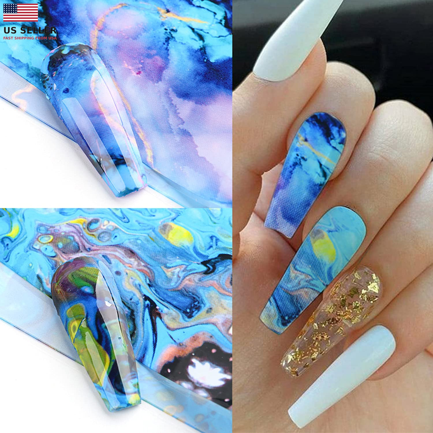 Starry Sky Nail Art Foil Transfer Stickers Decals Nail Art Film Colorful Starry